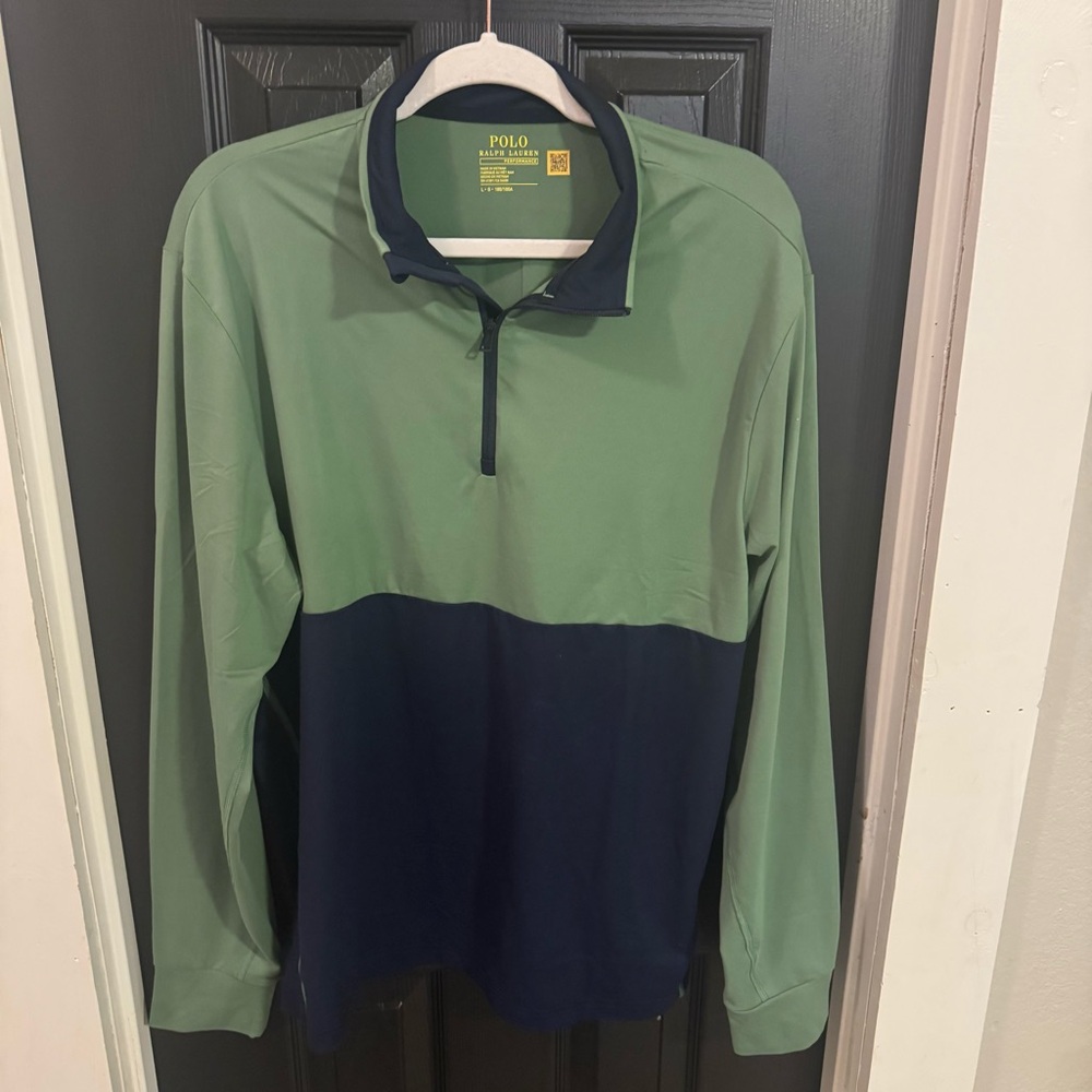 Polo Ralph Lauren Performance Men’s Lg 1/4 Zip LS Green/Navy Shirt NWT